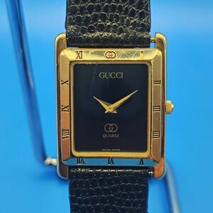 Vintage 1994 GUCCI 4200M Swiss 25mm Mens Quartz Luxury Watch Lizard Skin Strap